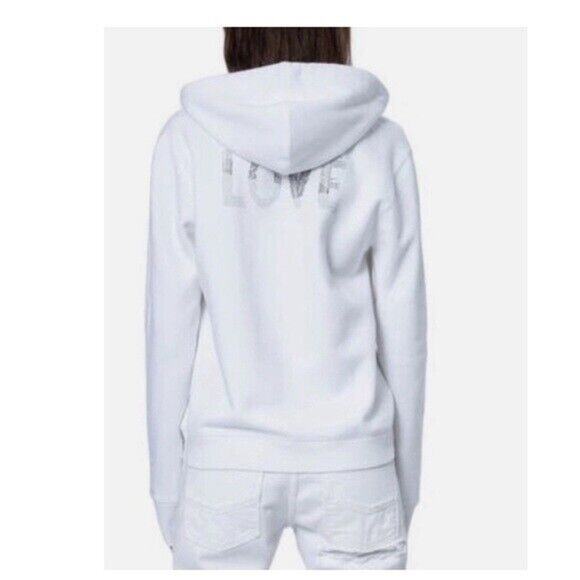 Zadig & Voltaire White Comfy Gradient Love Strass Zip Up Hooded Sweatshirt S - Picture 5 of 9